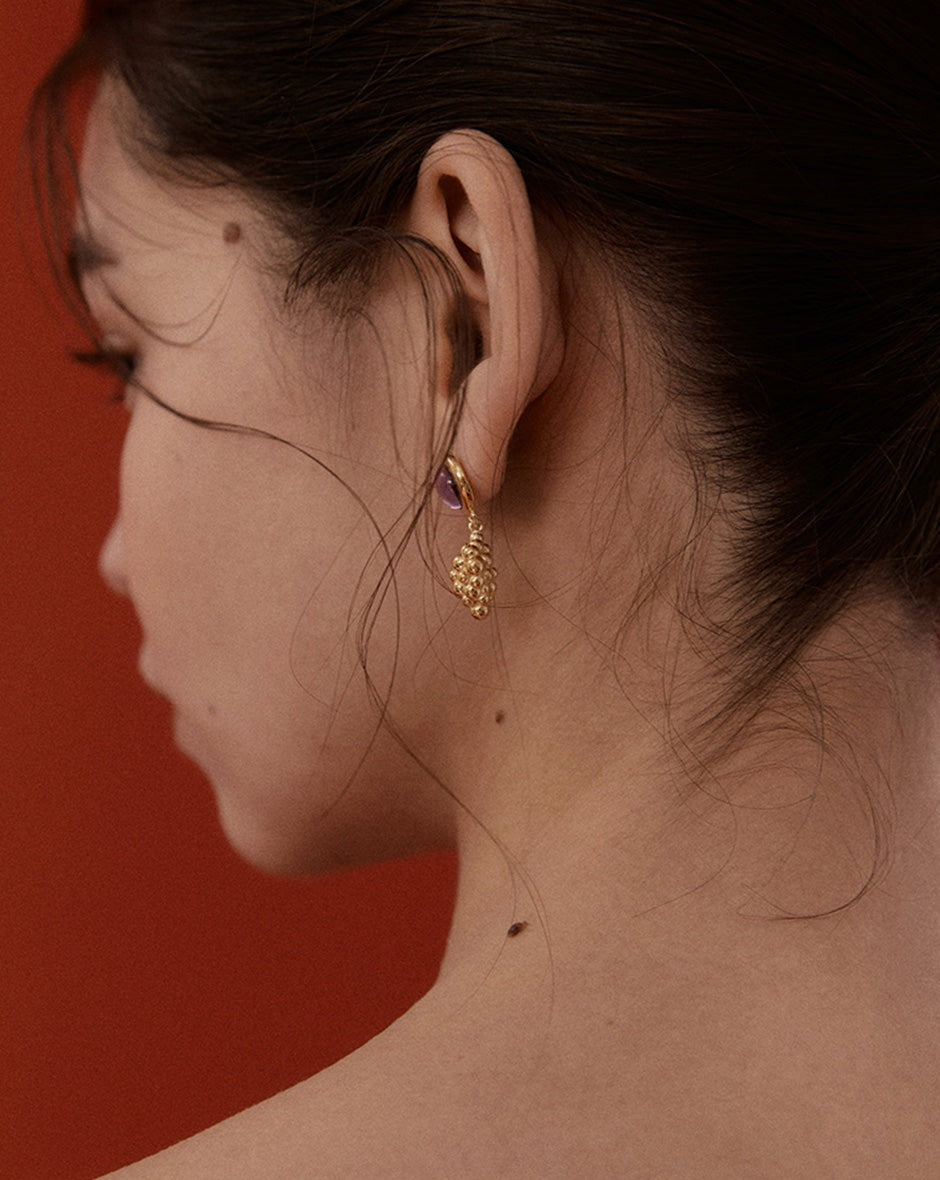 【BORNETE SEASON 24-005】Grapes in pink amethyst earring