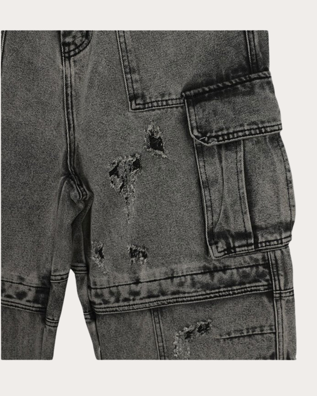 Stone Washd Cargo Denim 