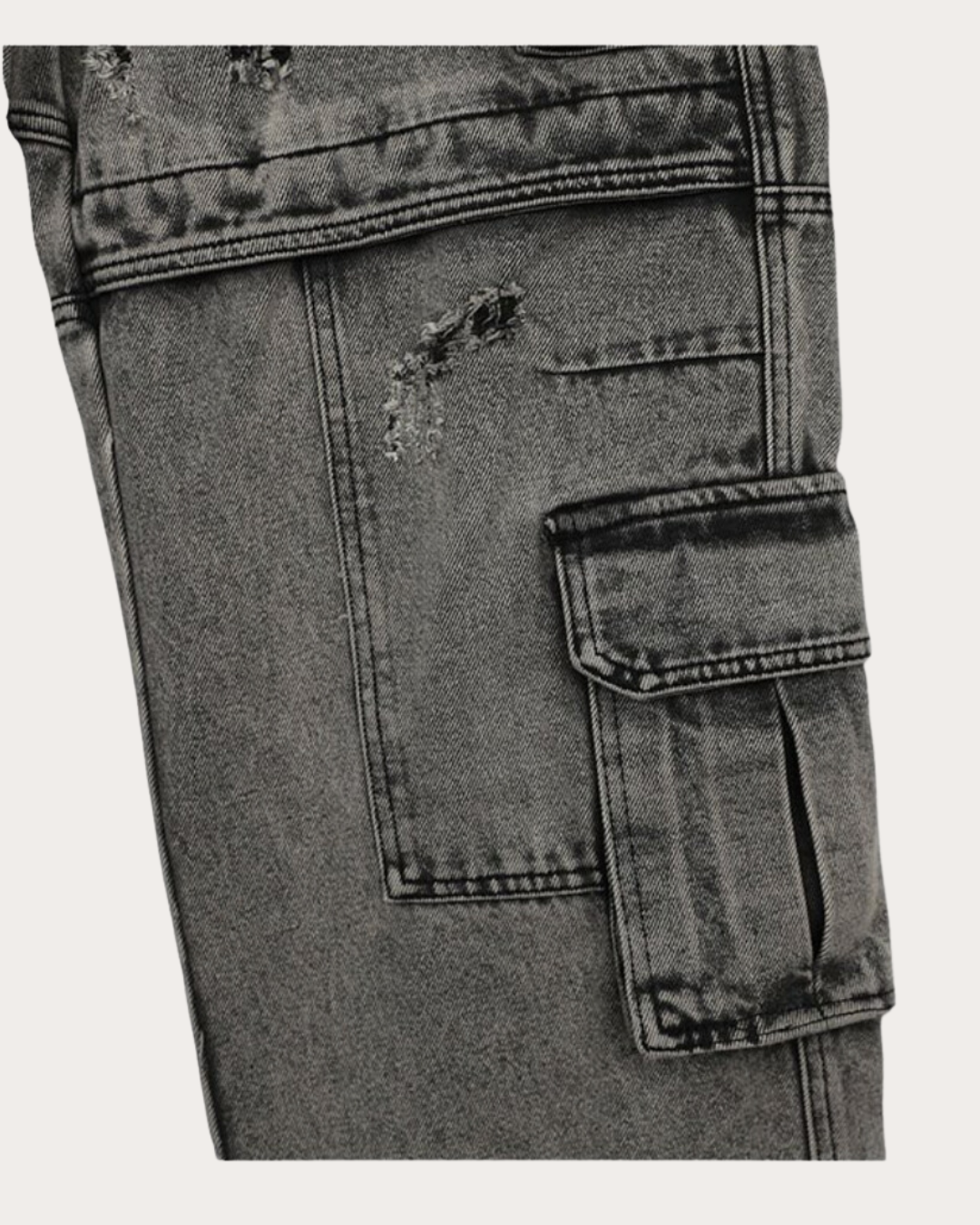 Stone Washd Cargo Denim 