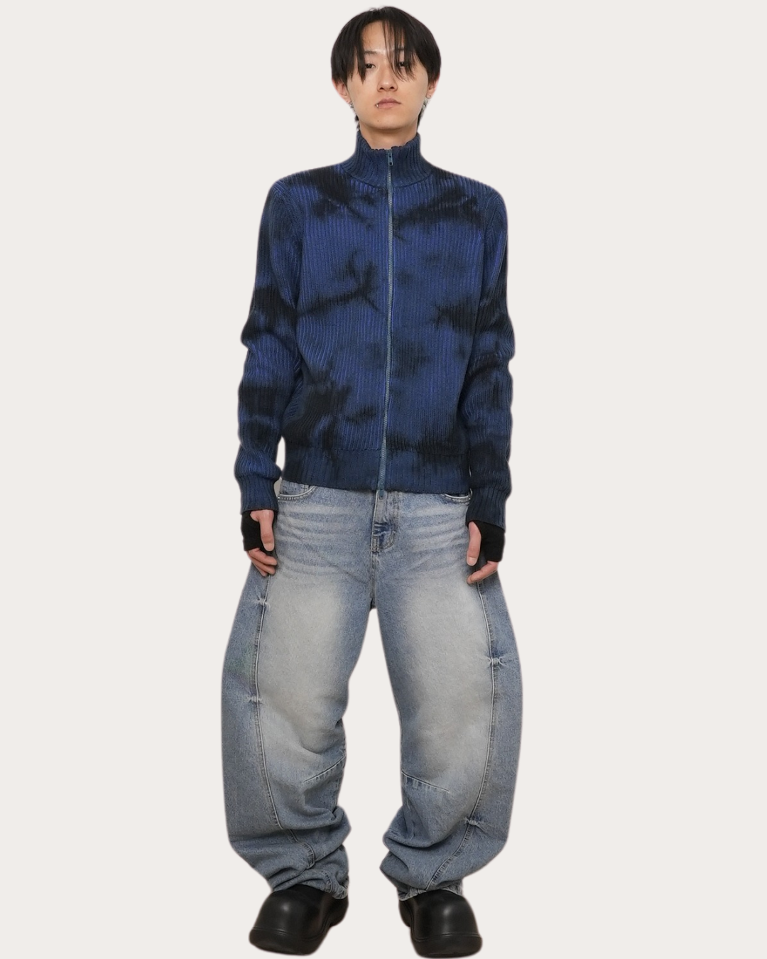 Curve Denim Pants-BLUE 