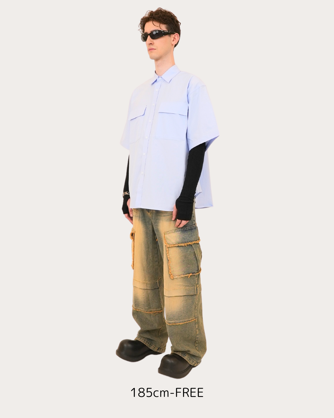 Oversized Pocket Shirts-BLUE