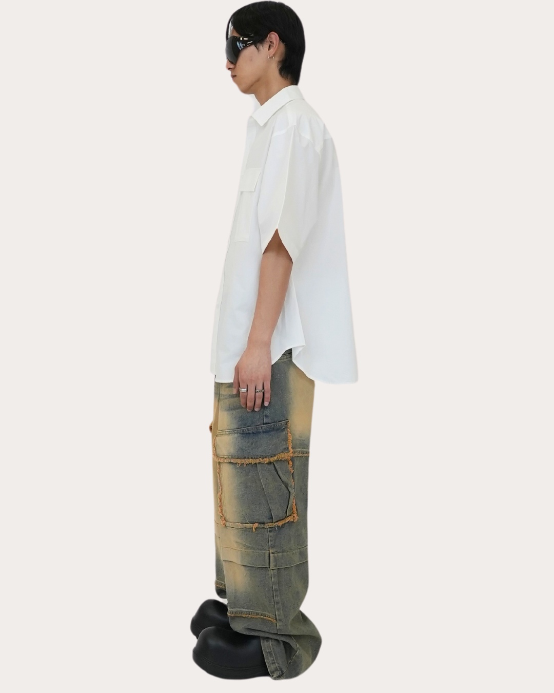 Oversized Pocket Shirts-WHITE