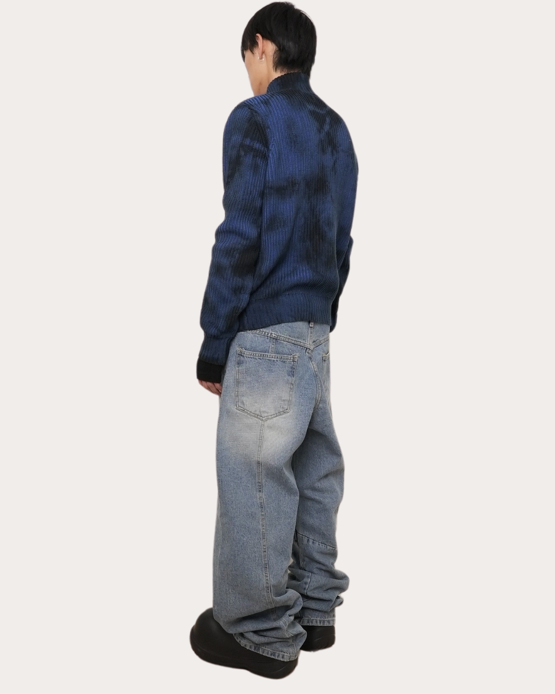 Curve Denim Pants-BLUE 