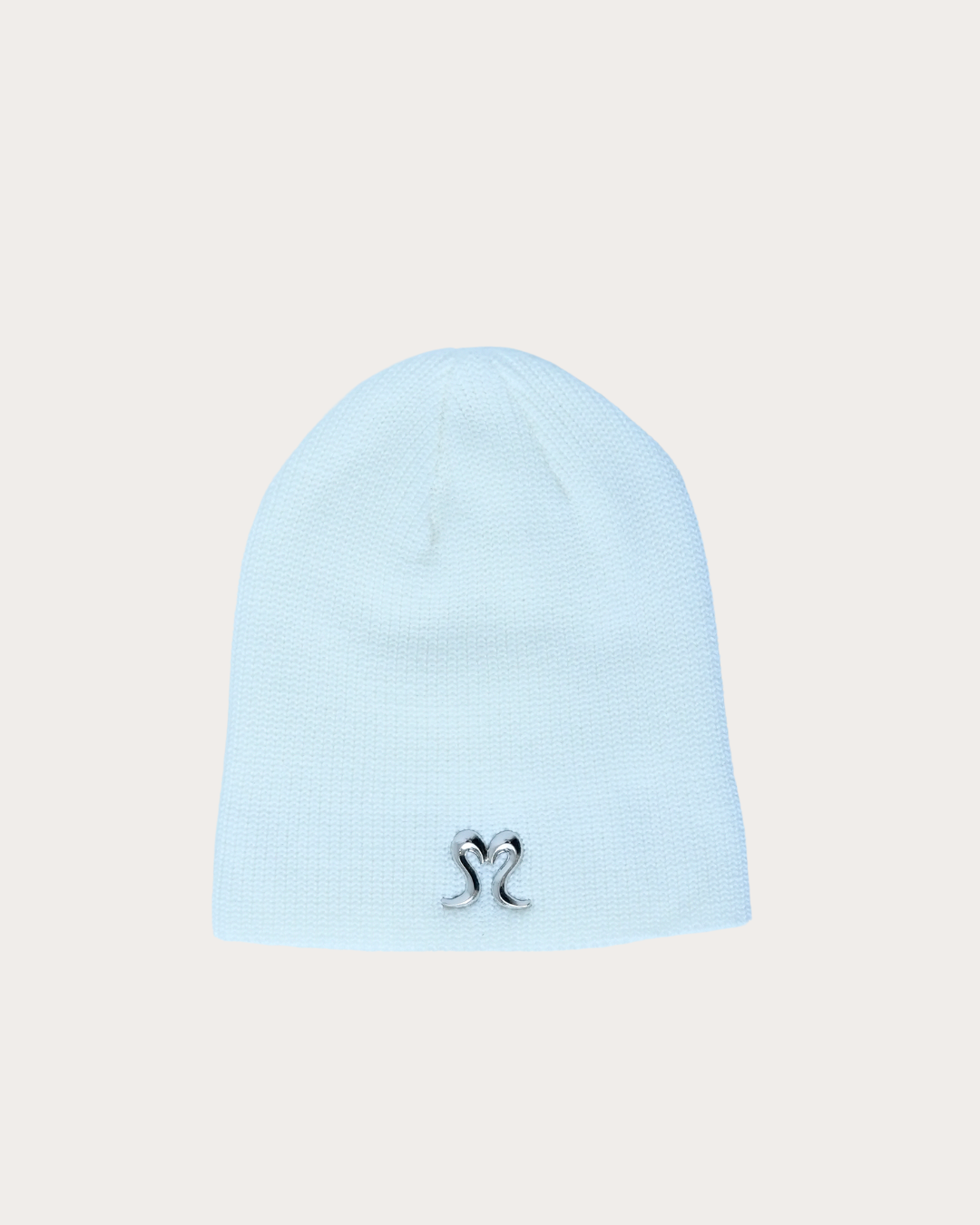 Metal Logo Beanie-WHITE