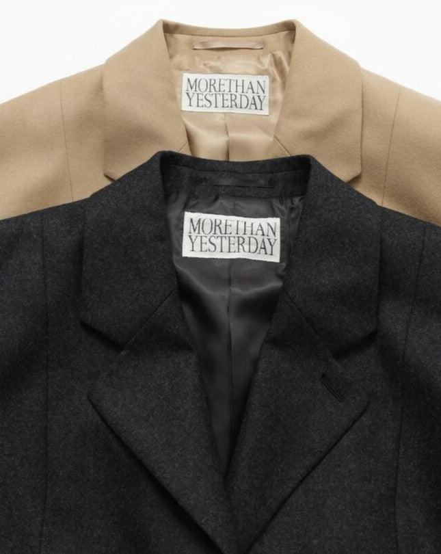 [MORE THAN YESTERDAY] Waist Button Detail Oversized Blazer