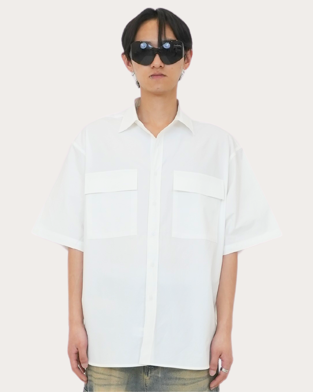 Oversized Pocket Shirts-WHITE