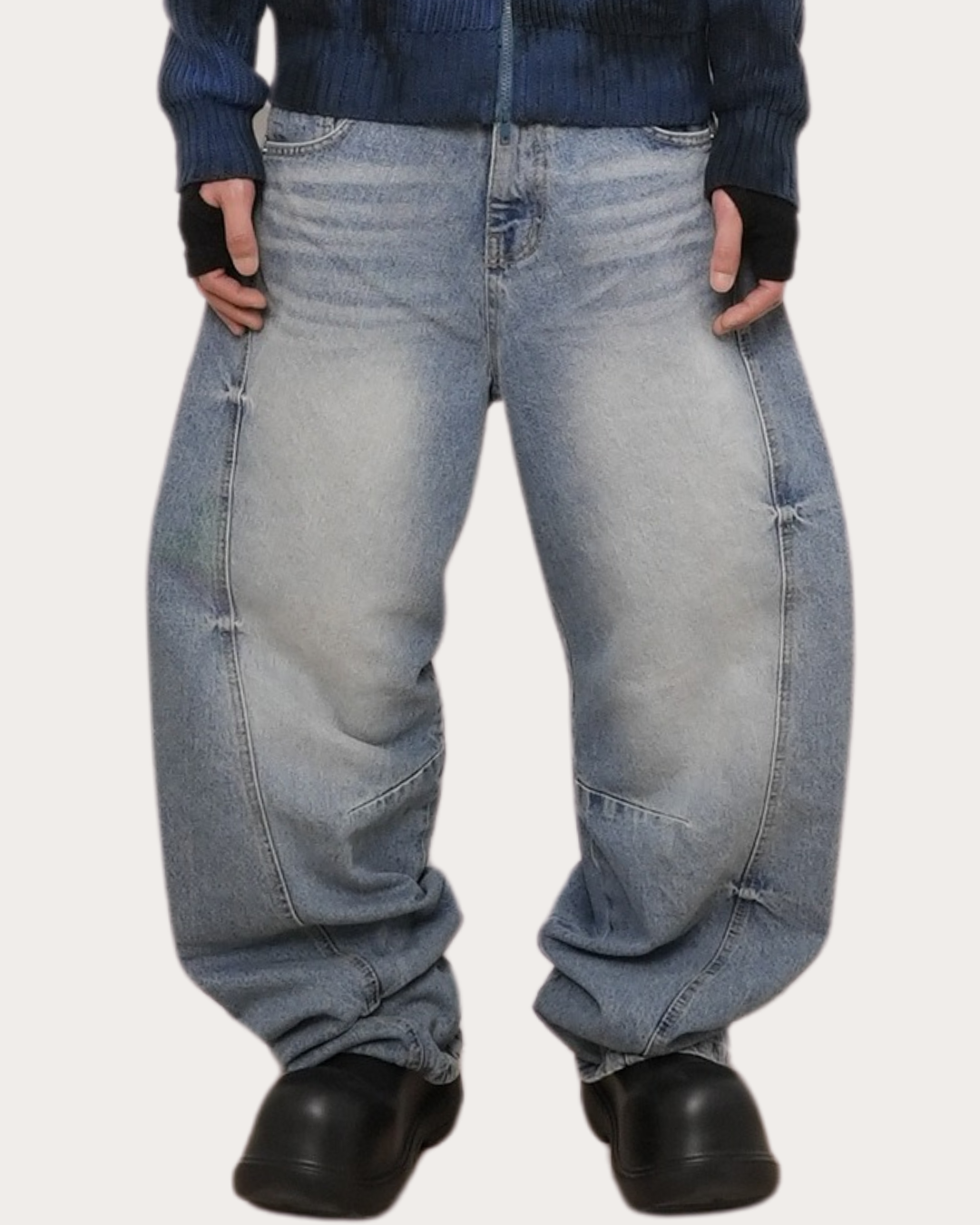 Curve Denim Pants-BLUE 