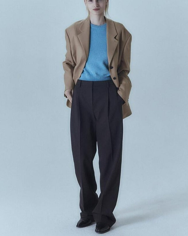 【MORE THAN YESTERDAY】Pleated Straight Cut Trousers