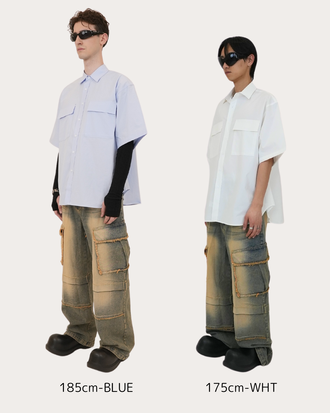 Oversized Pocket Shirts-BLUE