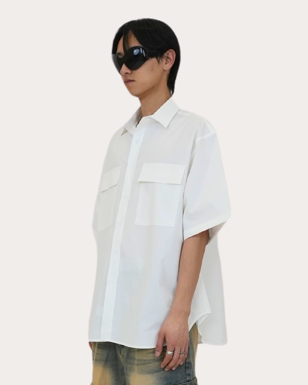 Oversized Pocket Shirts-WHITE