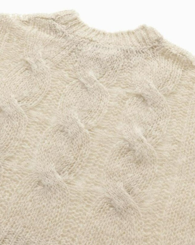 【MORE THAN YESTERDAY】Mohair Chunky Braid Crop Knit