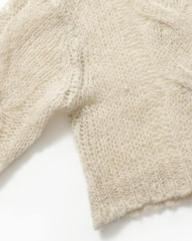 【MORE THAN YESTERDAY】Mohair Chunky Braid Crop Knit