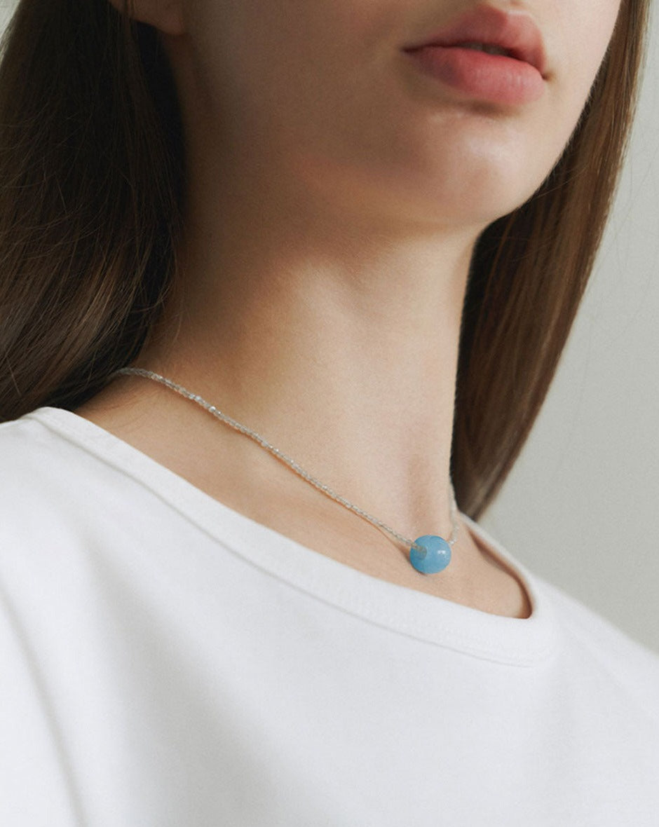 【BORNETE SEASON 23-017】23SS Blue-Gray Necklace