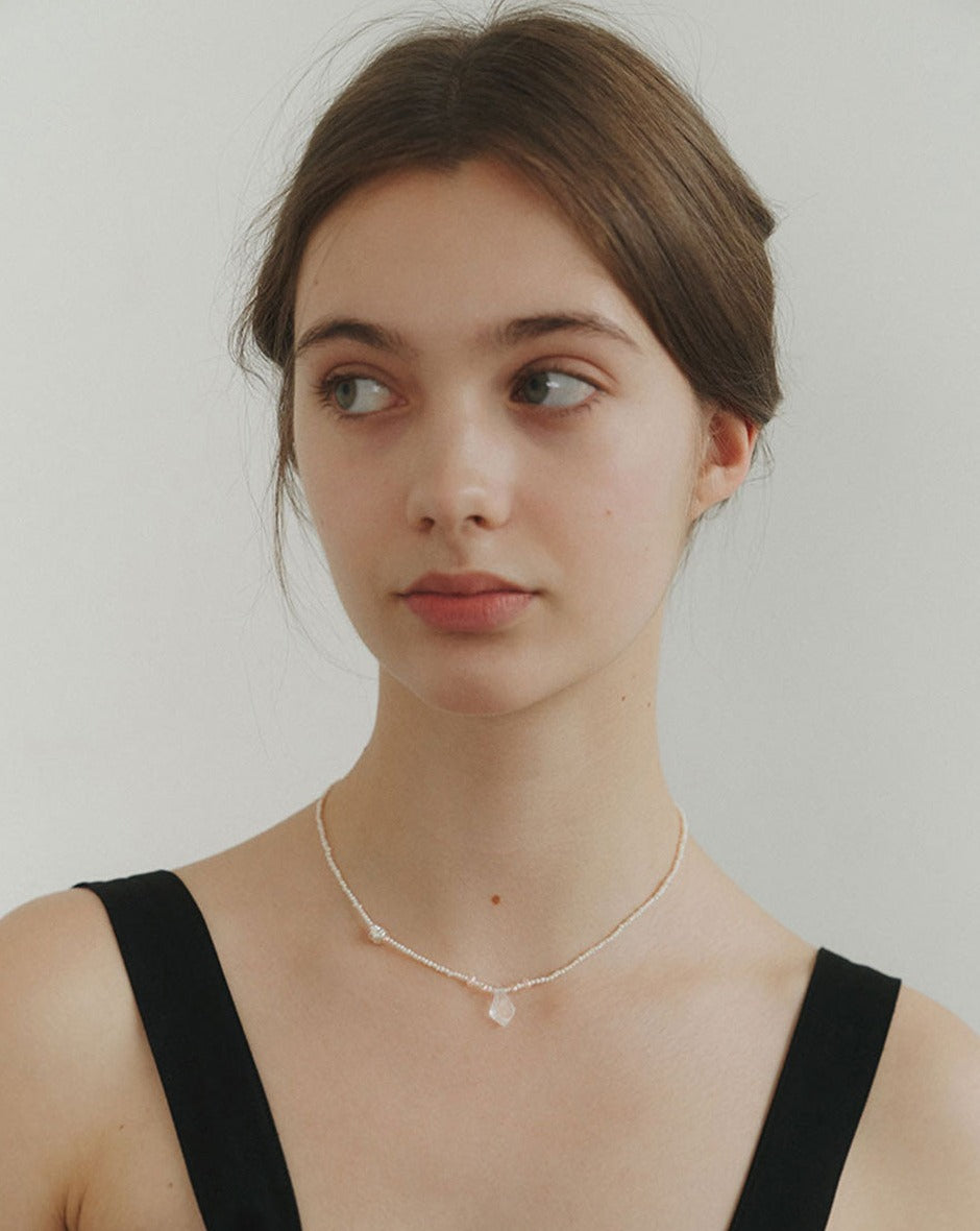 [BORNETE SEASON 23-013] 23SS Brut-nah natural pearl silver necklace