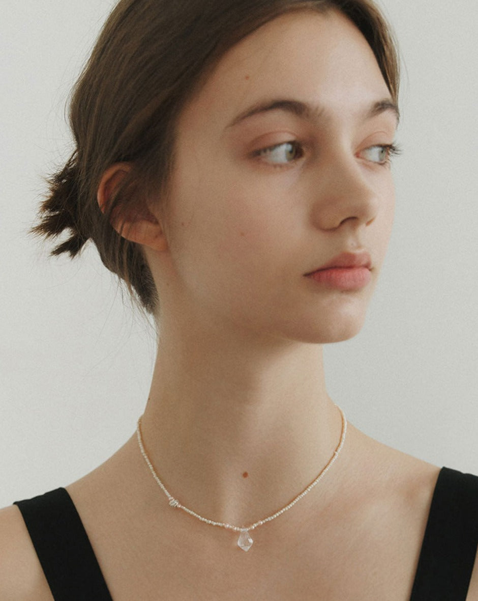 [BORNETE SEASON 23-013] 23SS Brut-nah natural pearl silver necklace