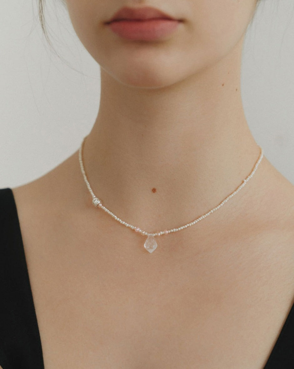 [BORNETE SEASON 23-013] 23SS Brut-nah natural pearl silver necklace