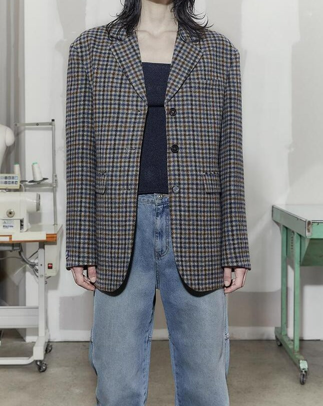 [Love You So Much] Abraham 3 Button Check Blazer