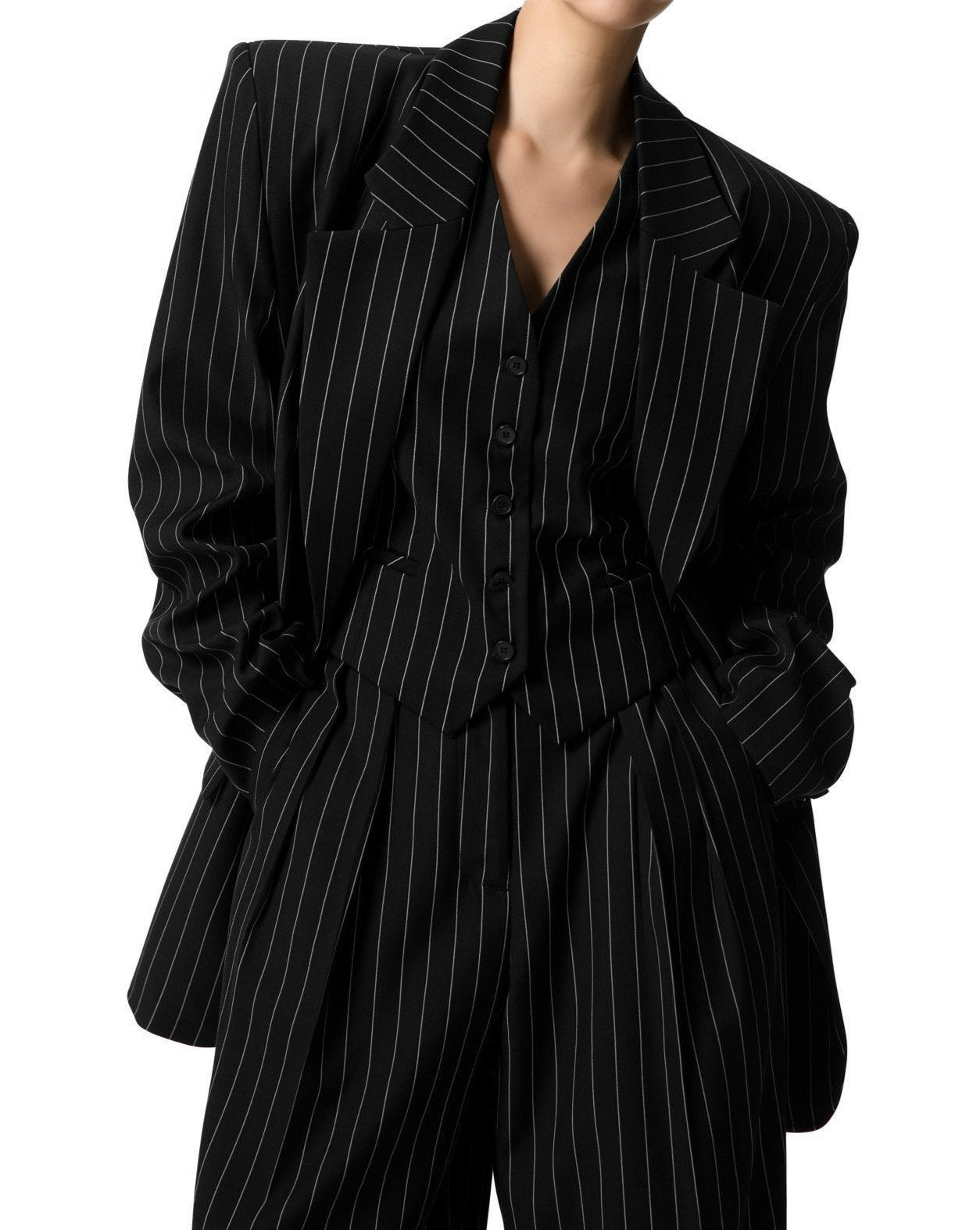 【PAPERMOON ペーパームーン】SS / Wide Pin Stripe Set Up Suit Single Blazer