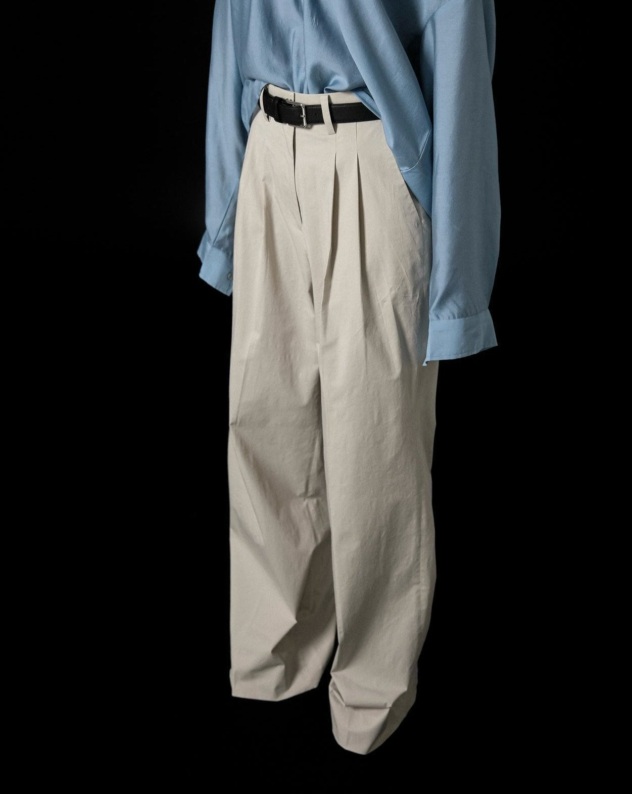 【PAPERMOON ペーパームーン】SS / Cotton Two Pin - Tuck Wide Trousers