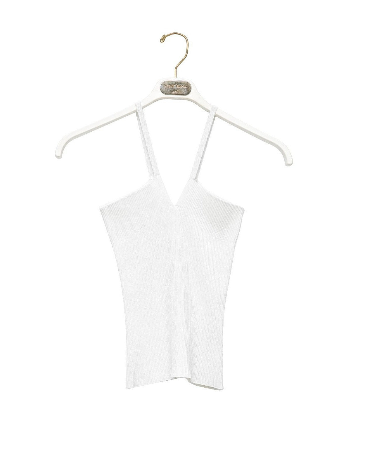 【PAPERMOON ペーパームーン】SS / V - Line Strap Ribbed Knit Sleeveless Top