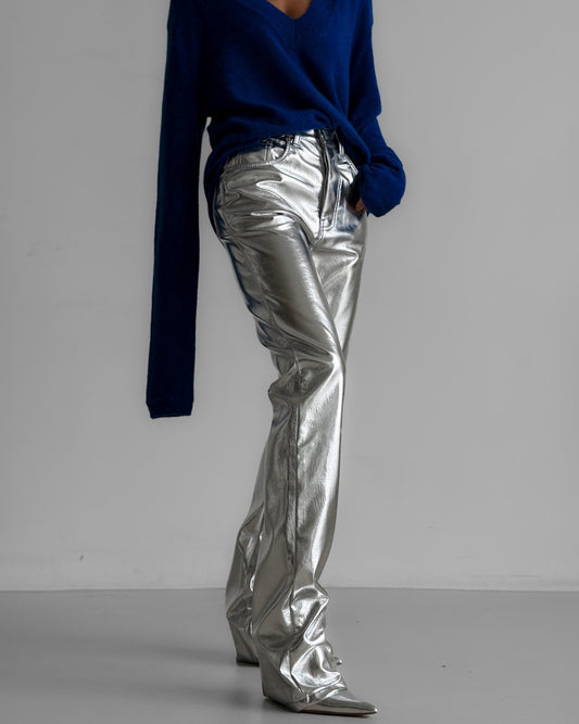 【即納】【PAPERMOON ペーパームーン】AW / Patent Vegan Leather Coated Straight Pants