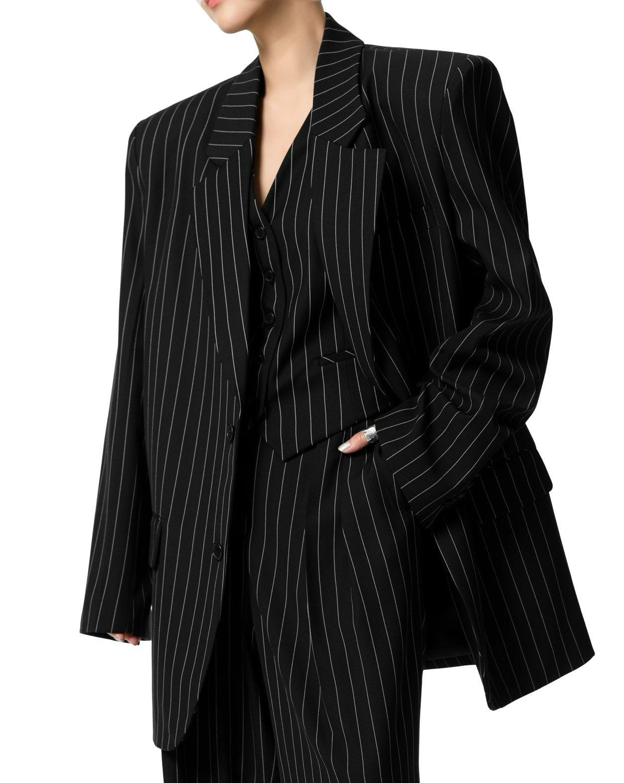 【PAPERMOON ペーパームーン】SS / Wide Pin Stripe Set Up Suit Single Blazer