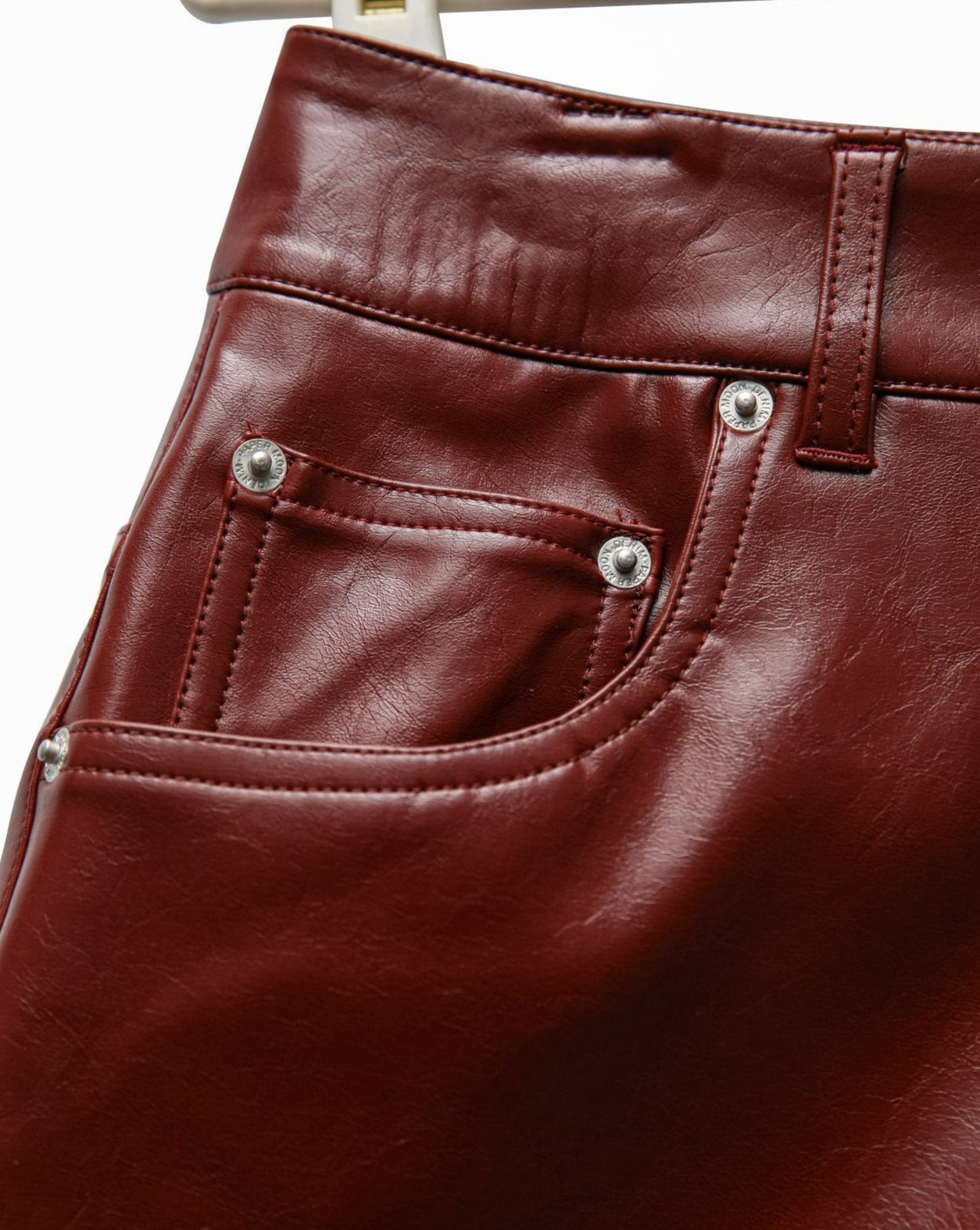 【PAPERMOON 페이퍼 문】SS / Denim Detail Vegan Leather Short Pants