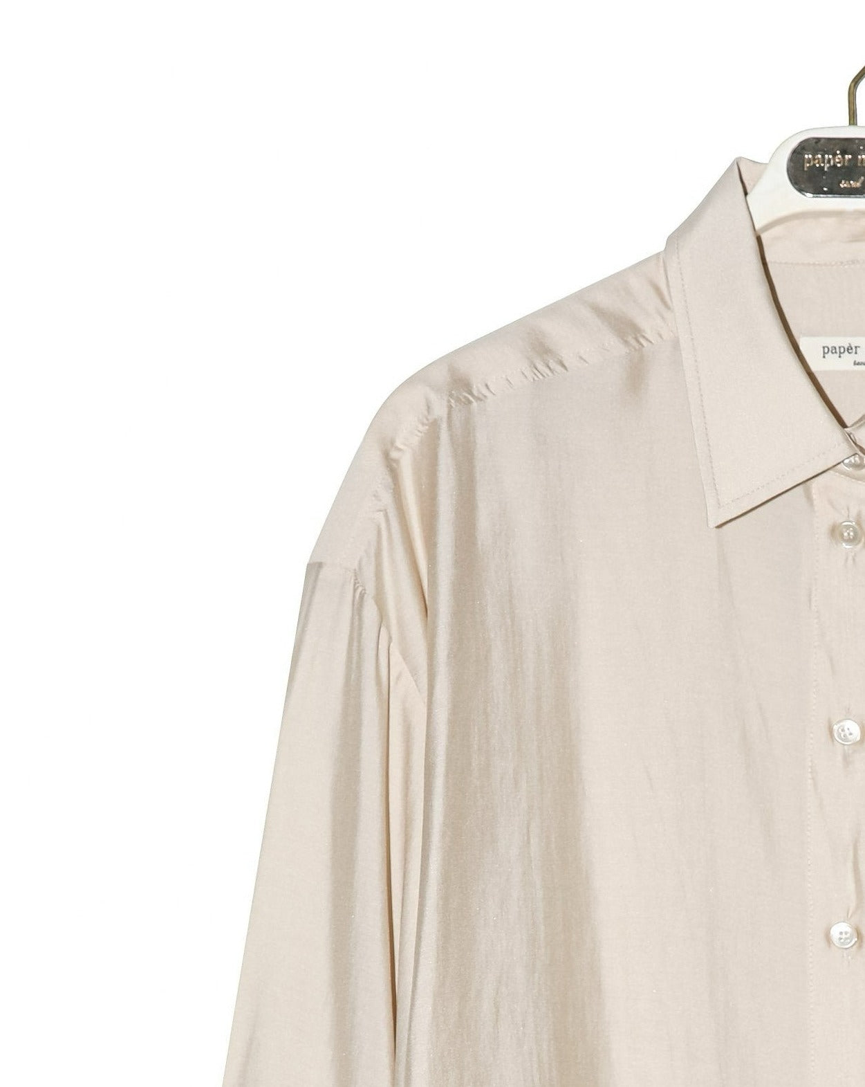 [PAPERMOON] SS / Sheer Silky Classic Button Down Shirt