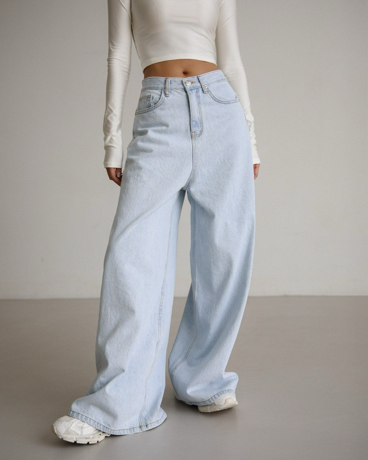 【PAPERMOON ペーパームーン】SS /  Iced Blue Wide Leg Flared Denim Jeans