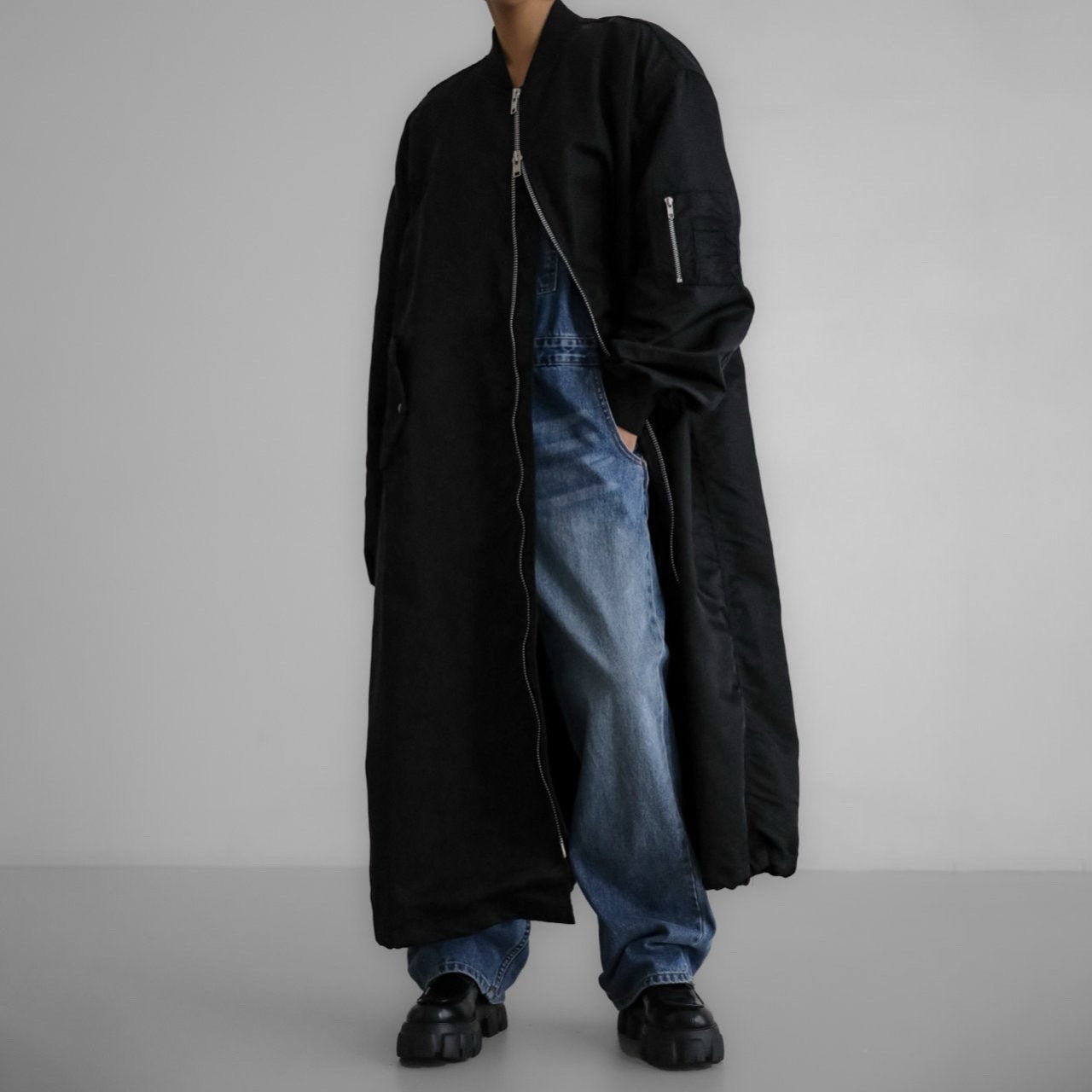 【PAPERMOON ペーパームーン】SS / Oversized Maxi Length Two way Zipped Detail MA - 1 Bomber Coat