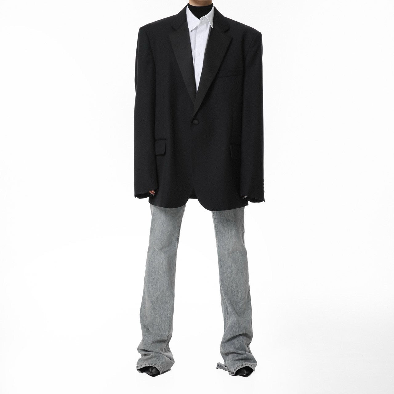 【PAPERMOON ペーパームーン】SS / Oversized Silky Lapel Single Tuxedo Blazer