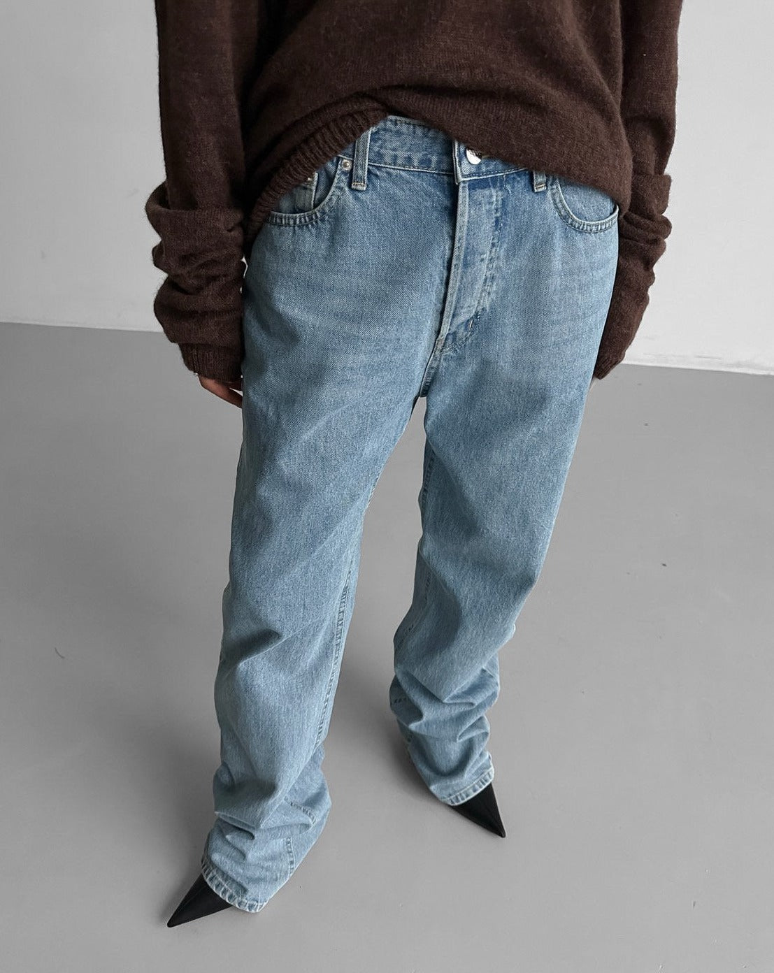 【即納】【PAPERMOON ペーパームーン】AW / Maxi Length Button Fly Boyfriend Jeans