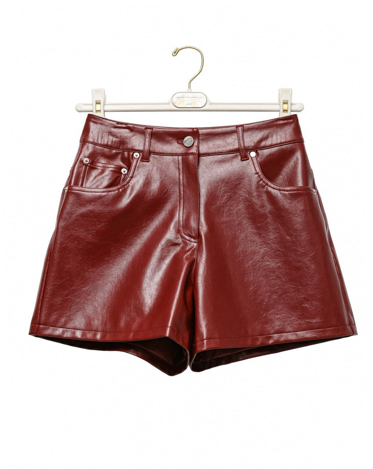 【PAPERMOON 페이퍼 문】SS / Denim Detail Vegan Leather Short Pants