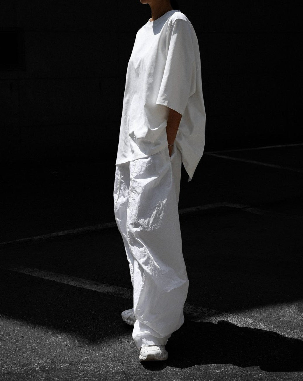 【PAPERMOON ペーパームーン】SS / Nylon Drawstring Wide Twist Pattern Trousers