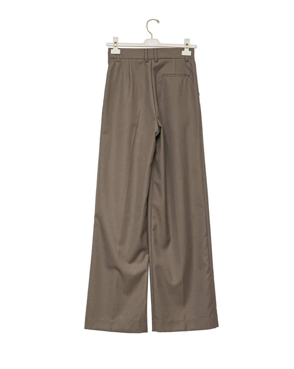 [PAPERMOON] SS / Sharkskin Fabric Pin Tuck Set Up Wide Trousers