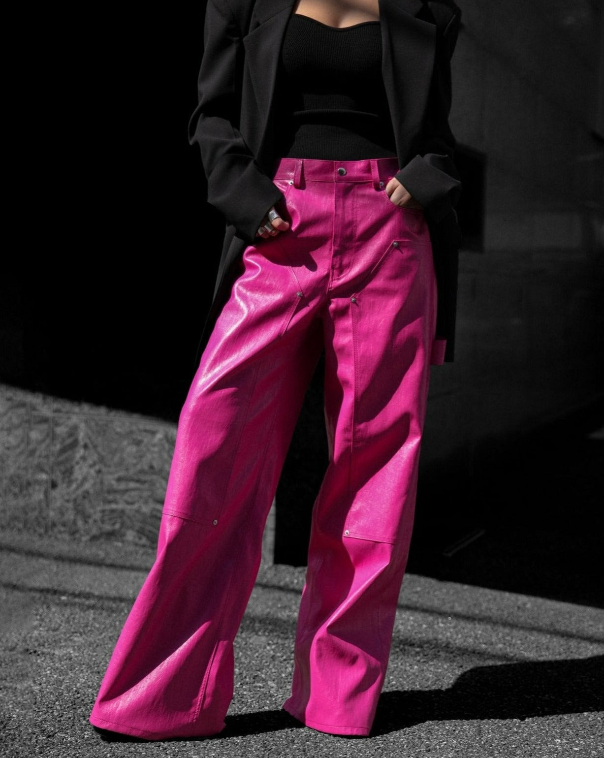 【PAPERMOON ペーパームーン】SS / Vivid Vegan Leather Carpenter Trousers