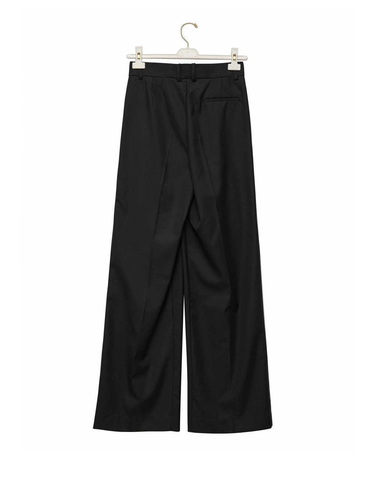 [PAPERMOON] SS / Sharkskin Fabric Pin Tuck Set Up Wide Trousers