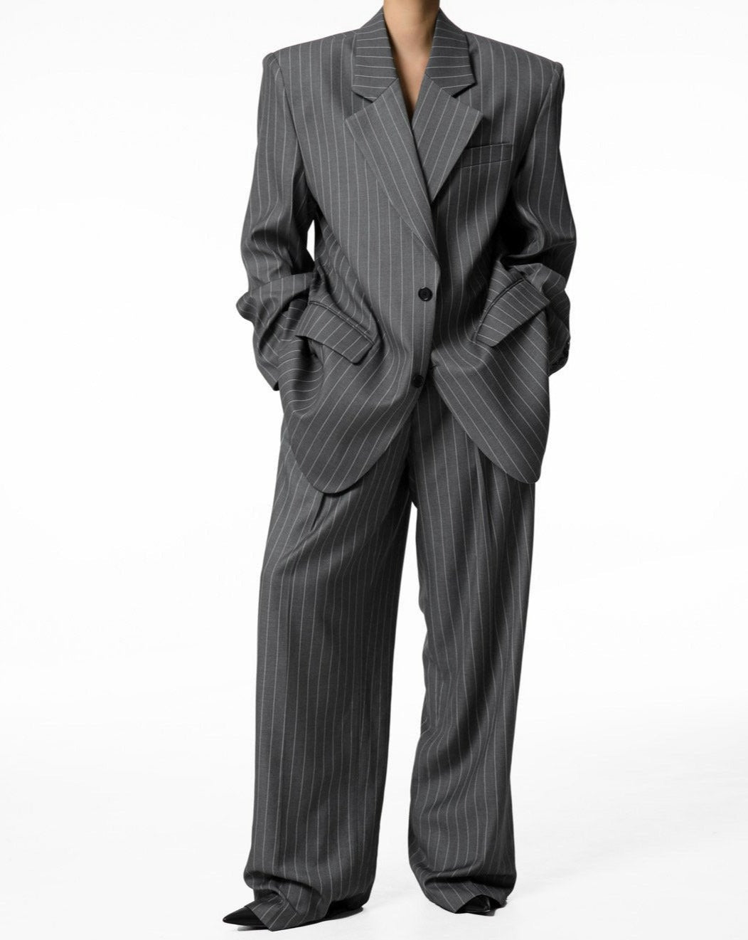 【PAPERMOON ペーパームーン】SS / Wide Pin Stripe Set Up Suit Single Blazer