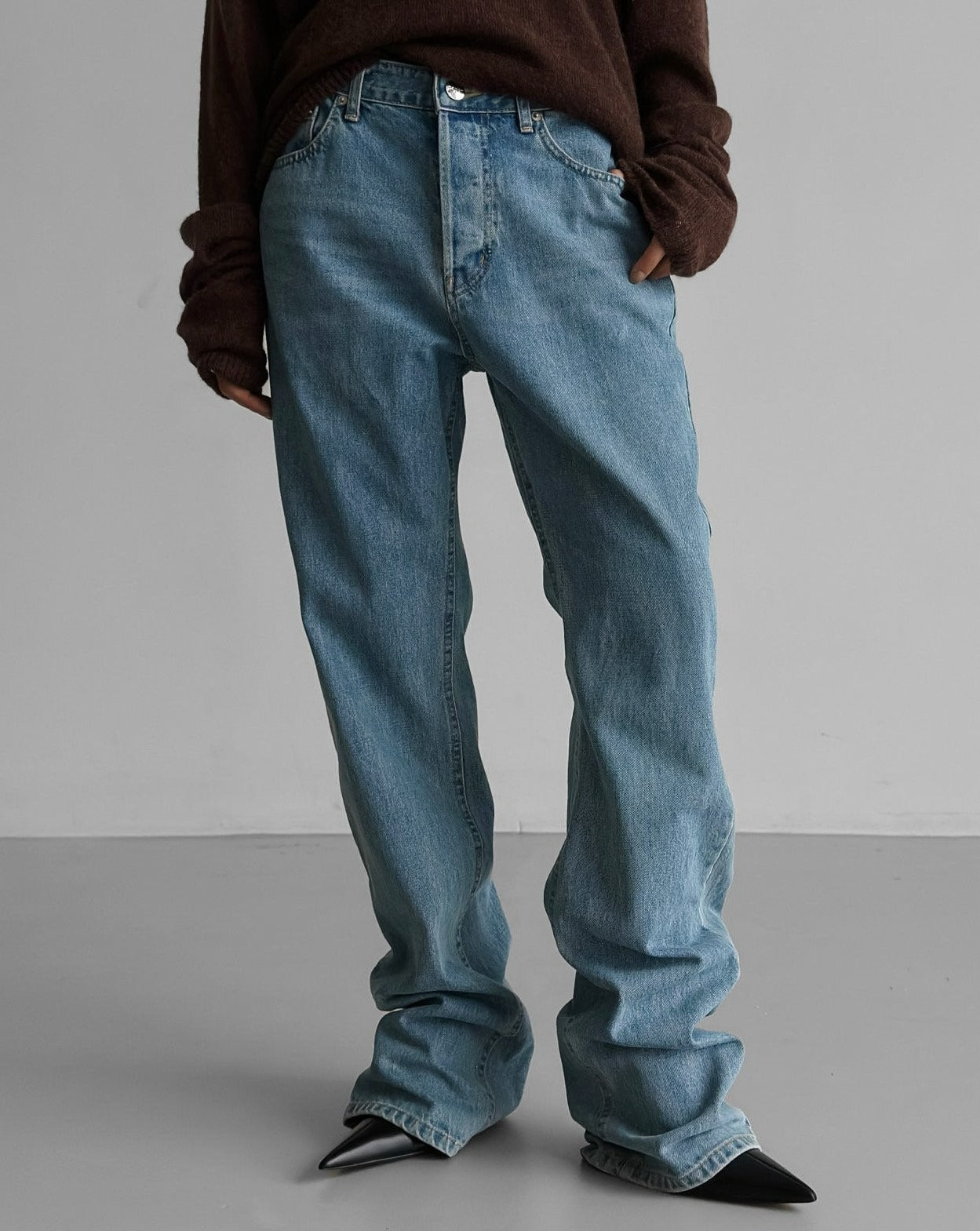 【即納】【PAPERMOON ペーパームーン】AW / Maxi Length Button Fly Boyfriend Jeans