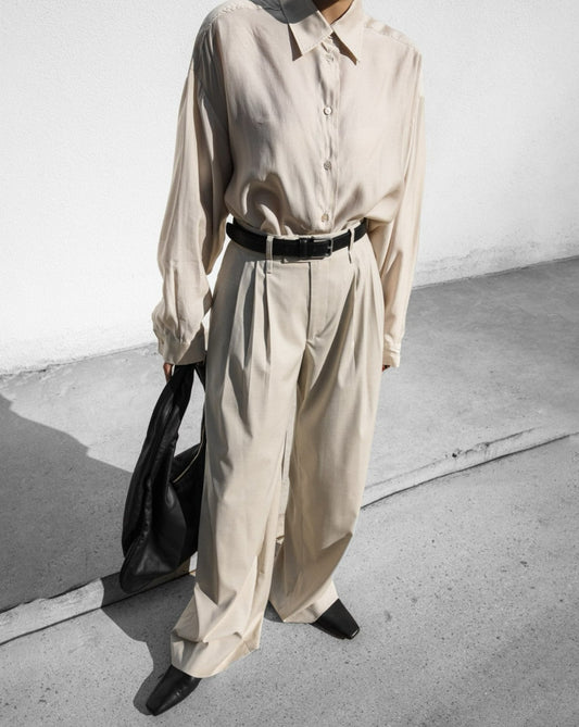 【PAPERMOON ペーパームーン】SS / Three Pin - Tuck Detail Wide Trousers