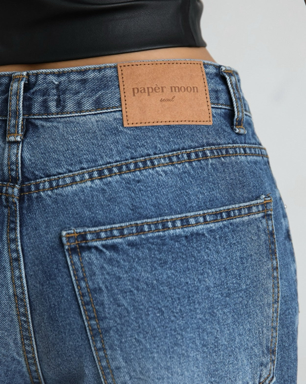 【PAPERMOON ペーパームーン】SS / Classic Raw - Cut Wide Fit Mid Blue Jeans