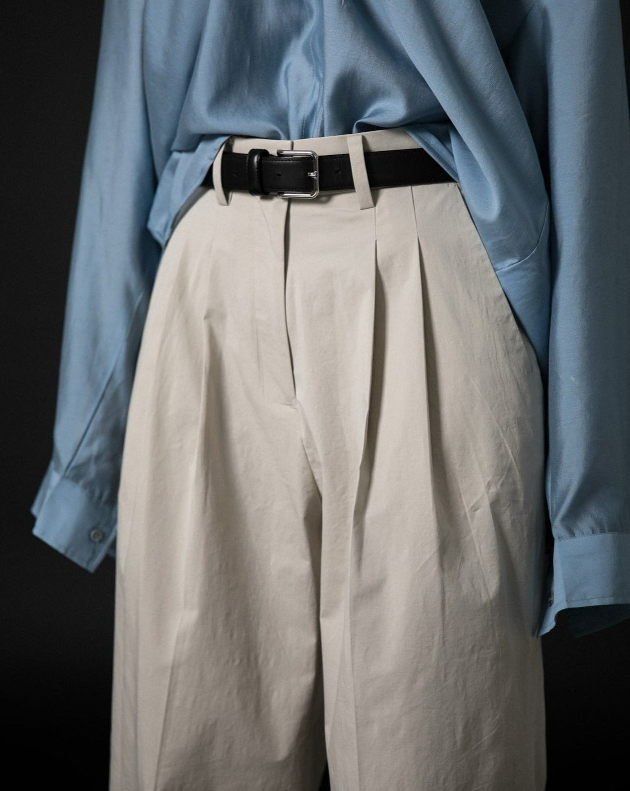 【PAPERMOON ペーパームーン】SS / Cotton Two Pin - Tuck Wide Trousers