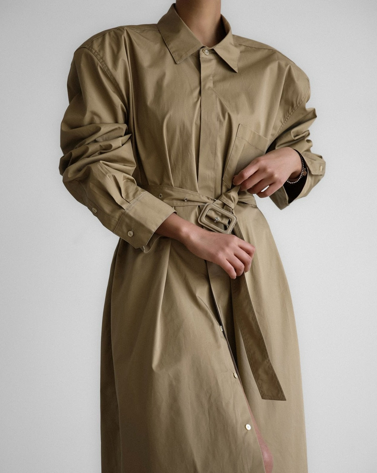 【PAPERMOON ペーパームーン】SS / Trench Belted Detail Button Down Maxi Shirt Dress