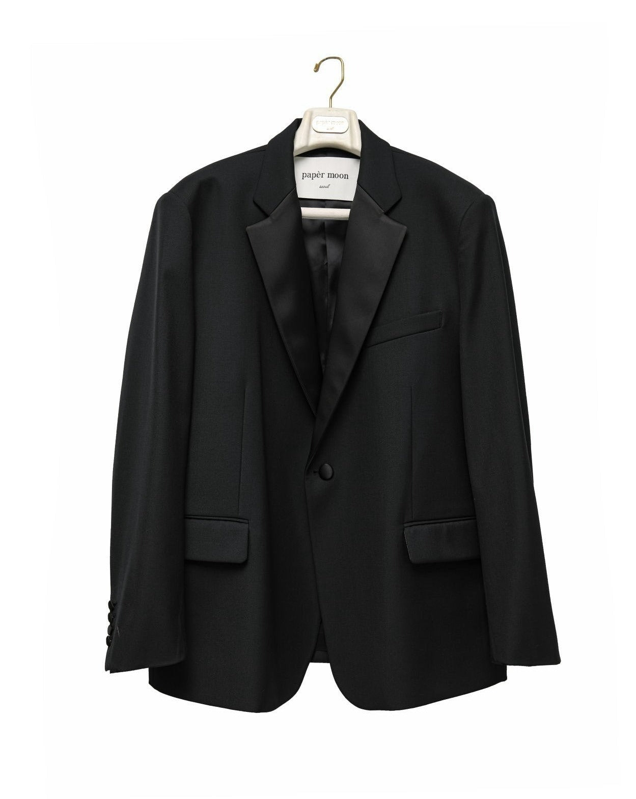 【PAPERMOON ペーパームーン】SS / Oversized Silky Lapel Single Tuxedo Blazer