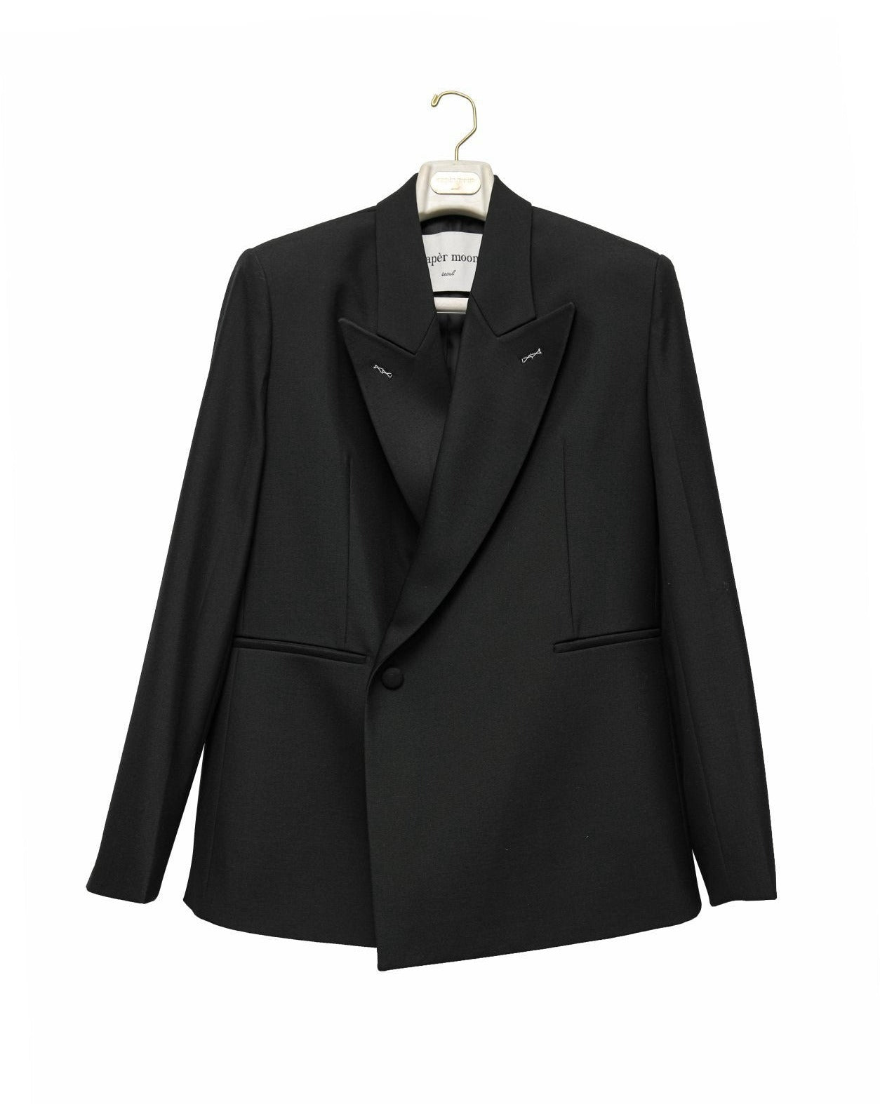 【PAPERMOON ペーパームーン】SS / Bi - Color Stitch Point Peaked Lapel Tuxedo Blazer