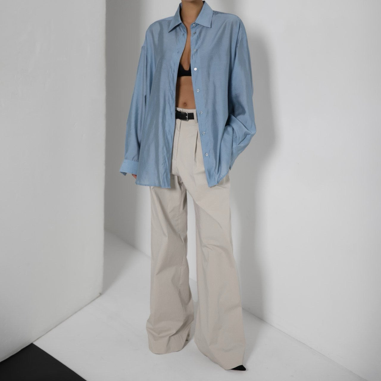 【PAPERMOON ペーパームーン】SS / Cotton Two Pin - Tuck Wide Trousers