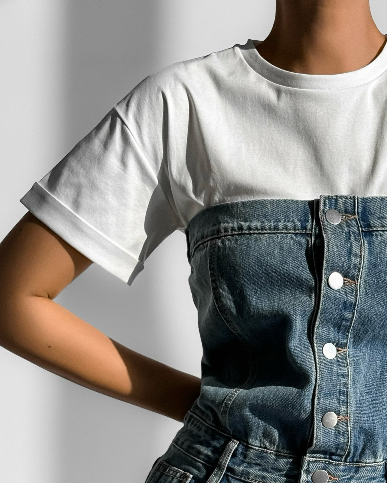 【PAPERMOON ペーパームーン】SS / Strapless Blue Denim Jumpsuit