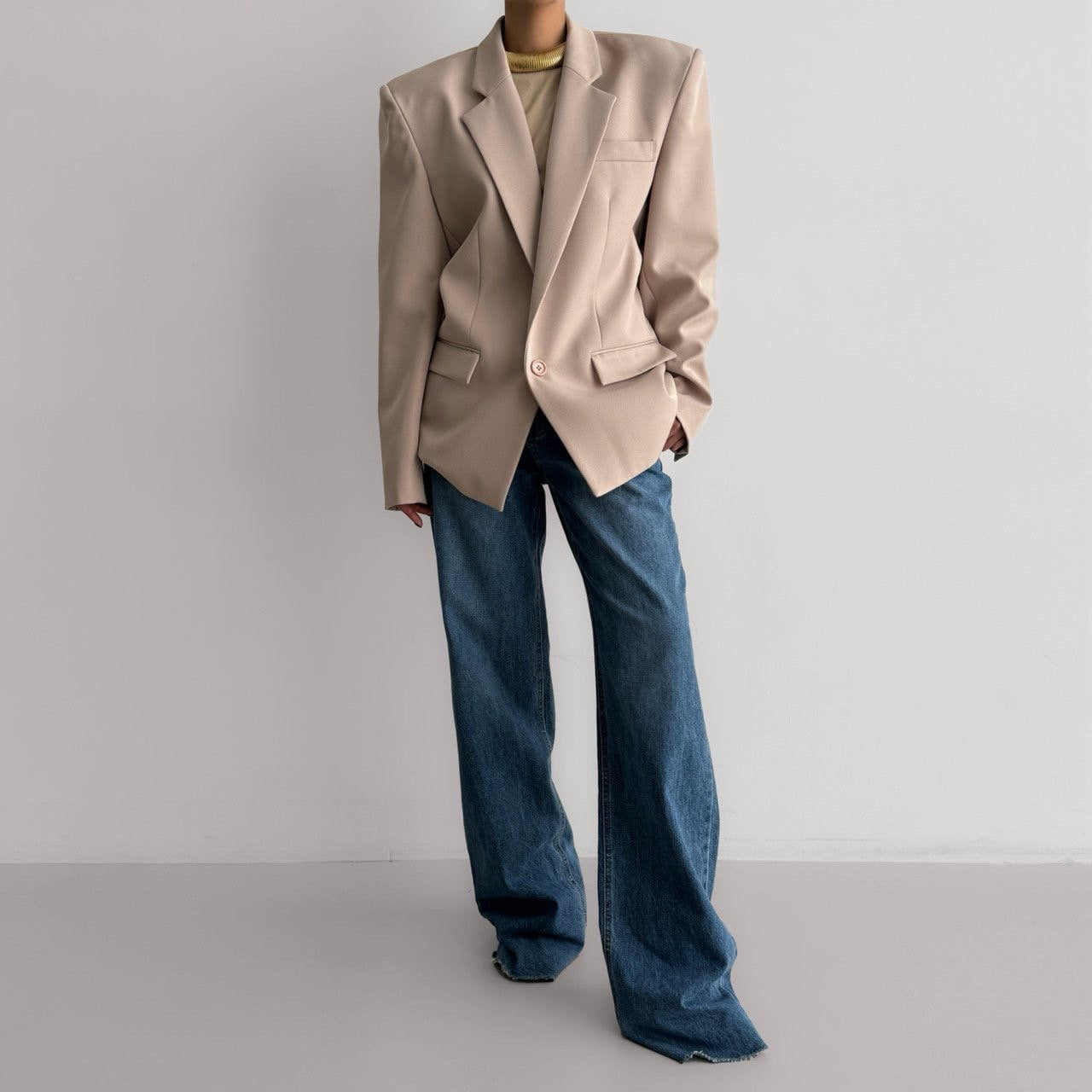 【PAPERMOON ペーパームーン】SS / Square Shoulder Oversized Twill Blazer