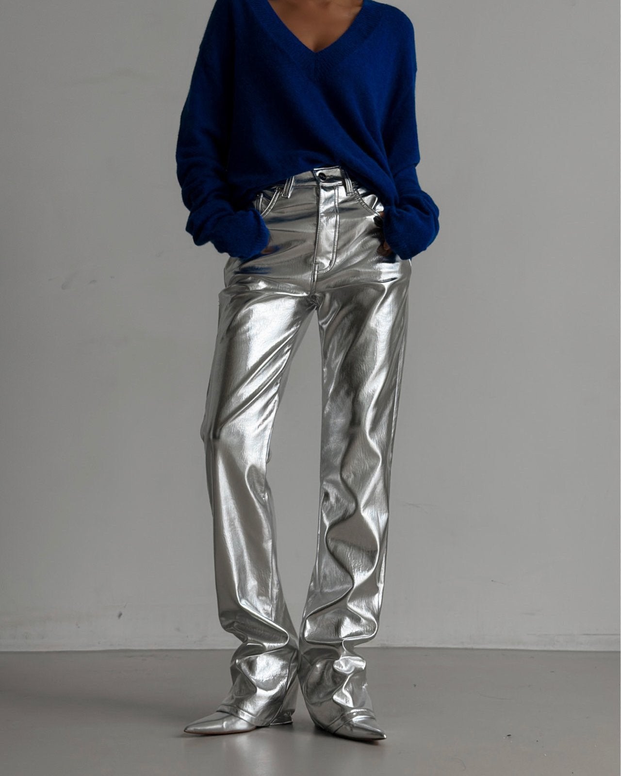 【即納】【PAPERMOON ペーパームーン】AW / Patent Vegan Leather Coated Straight Pants