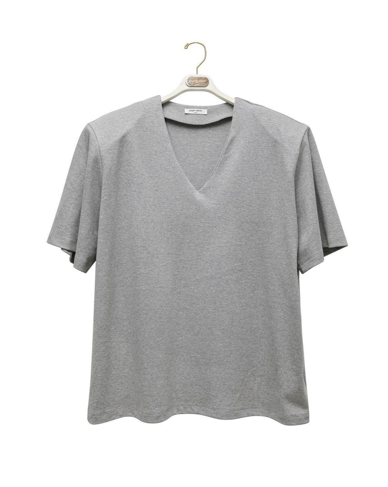 【PAPERMOON ペーパームーン】SS / Maxi Shoulder Padded Deep V - Neck T - Shirt